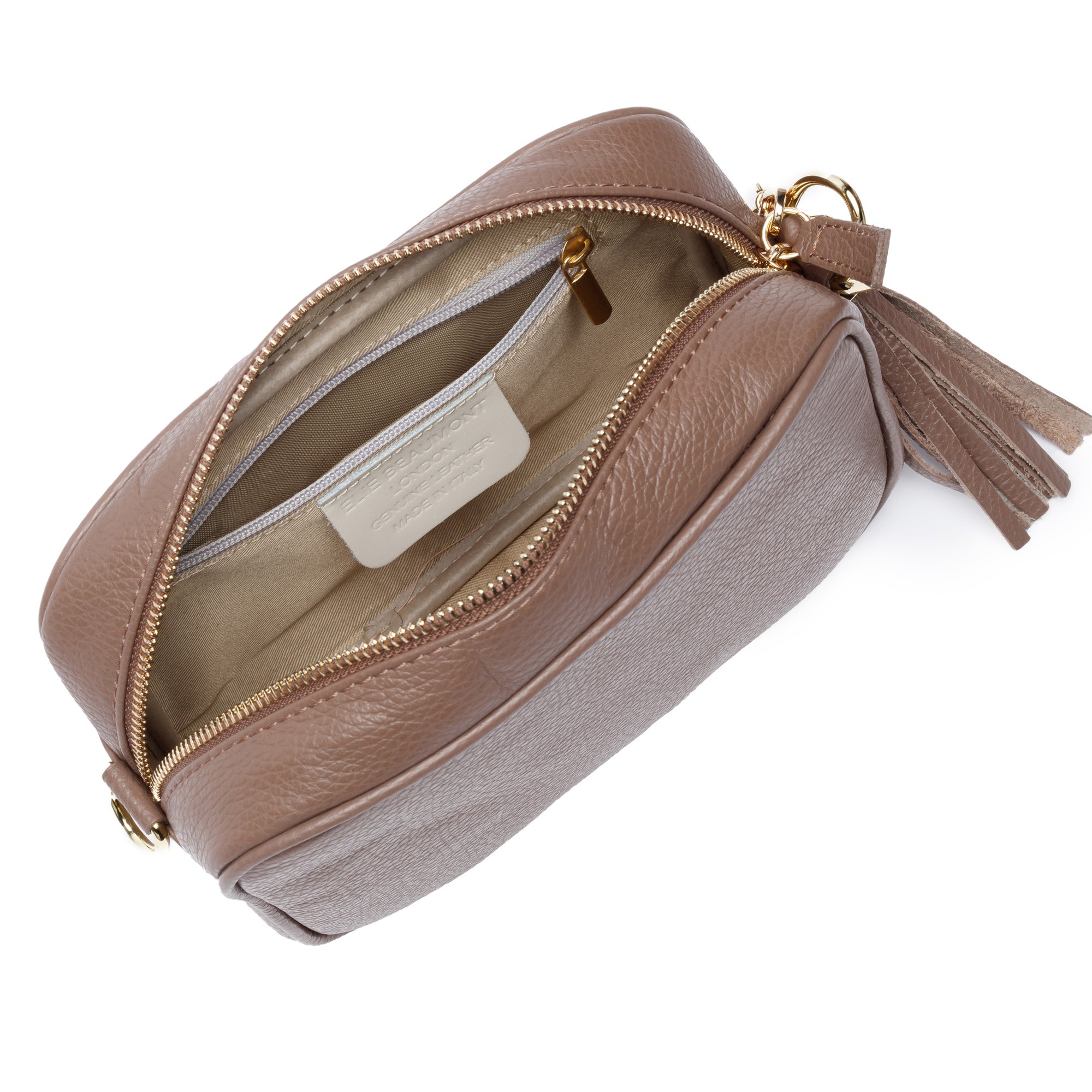 Crossbody Taupe (Gold Chevron Strap)