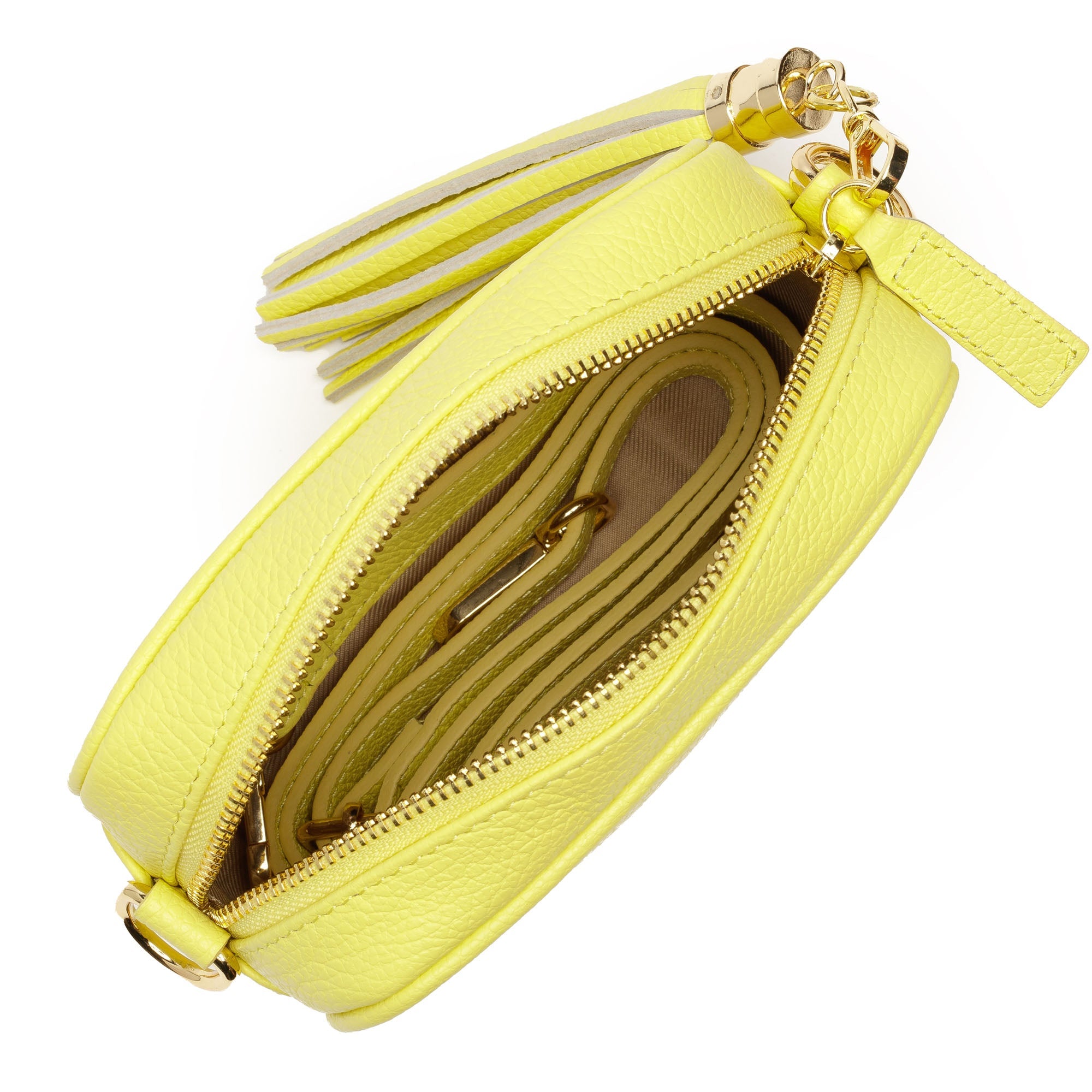 MINI CROSSBODY ZITRONE (ZITRONEN-CHEVRON RIEMEN)