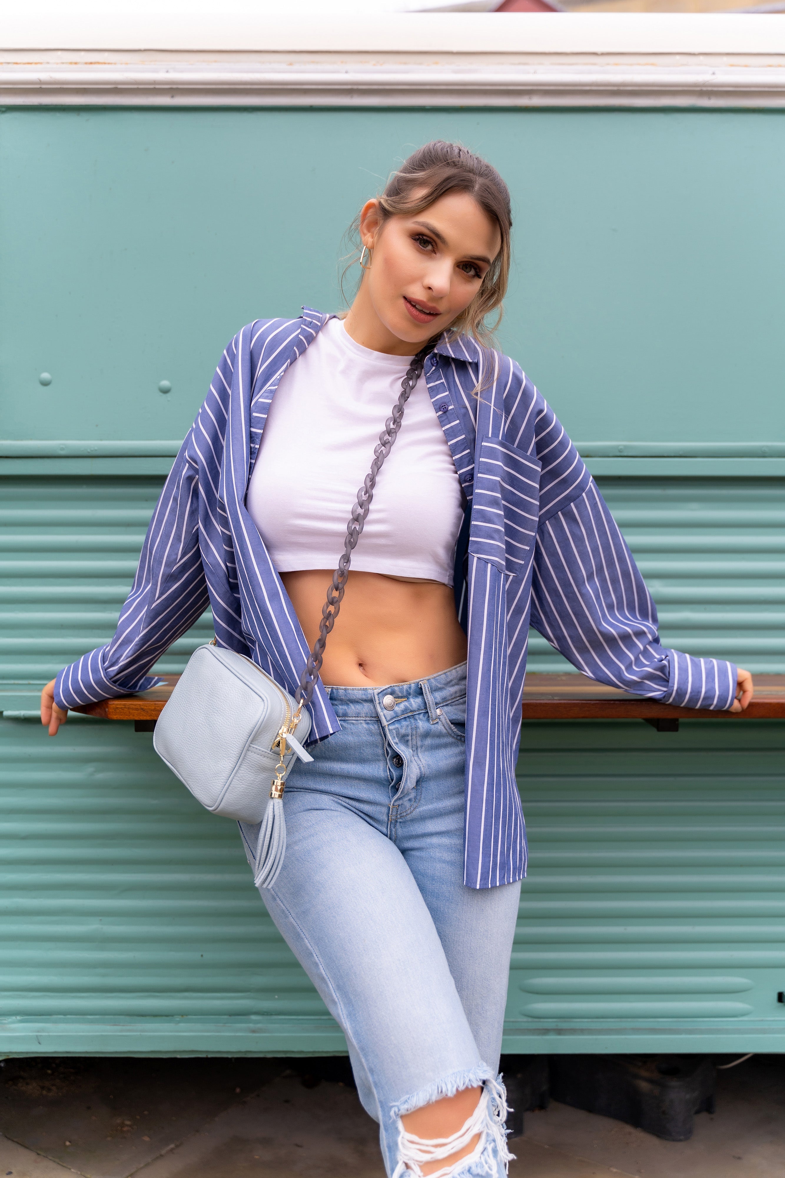 Crossbody Powder Blue ( Smoked Grey Acetate)