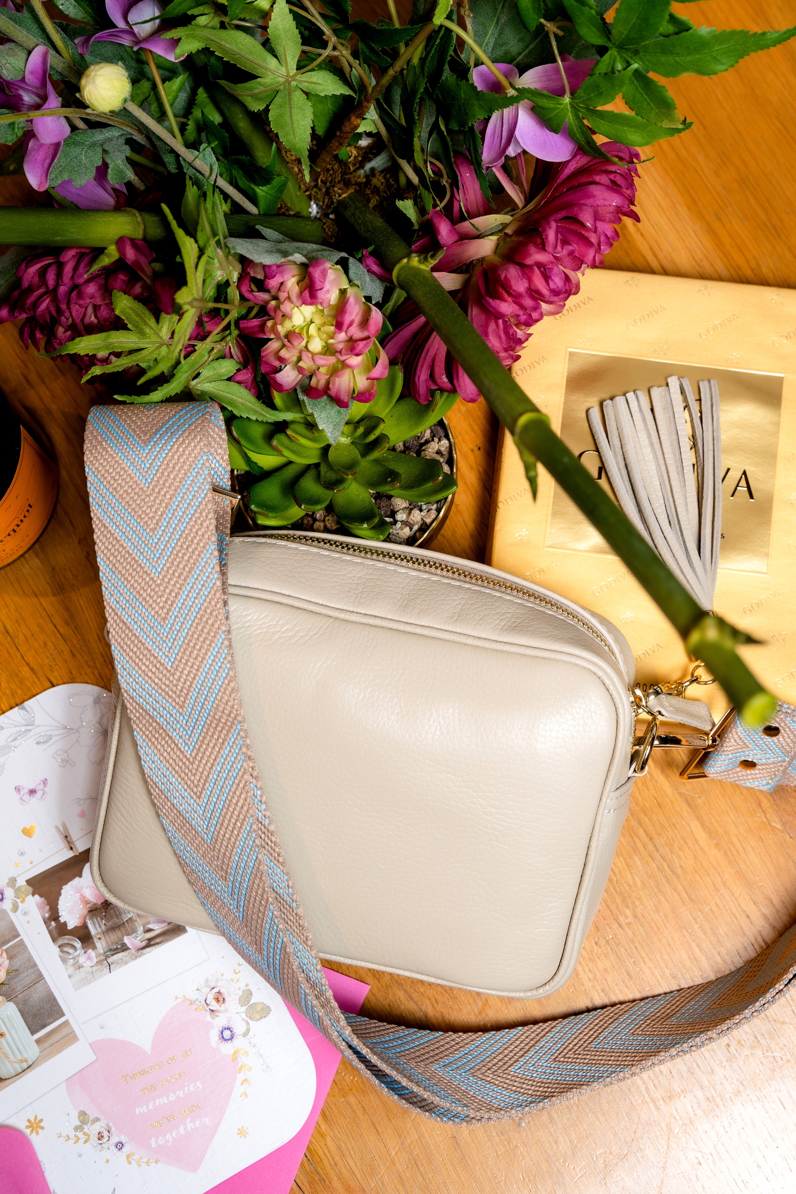 Crossbody Stone (Sky blue Chevron )