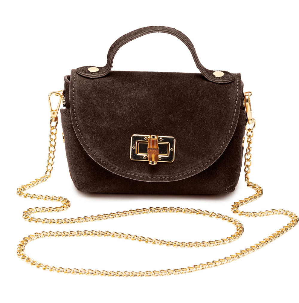 Bamboo Twist Clasp - Dark Chocolate Suede