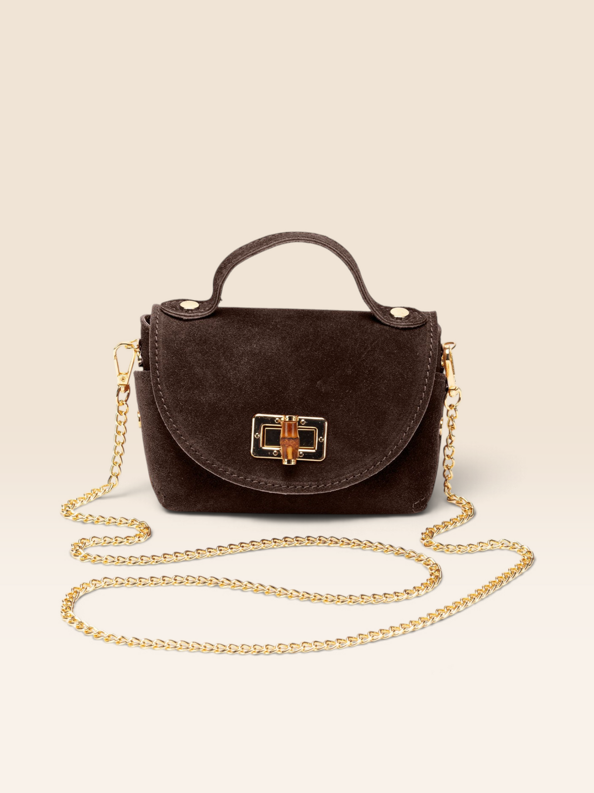 Bamboo Twist Clasp - Dark Chocolate Suede
