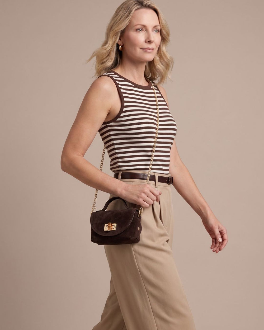 Bamboo Twist Clasp - Dark Chocolate Suede