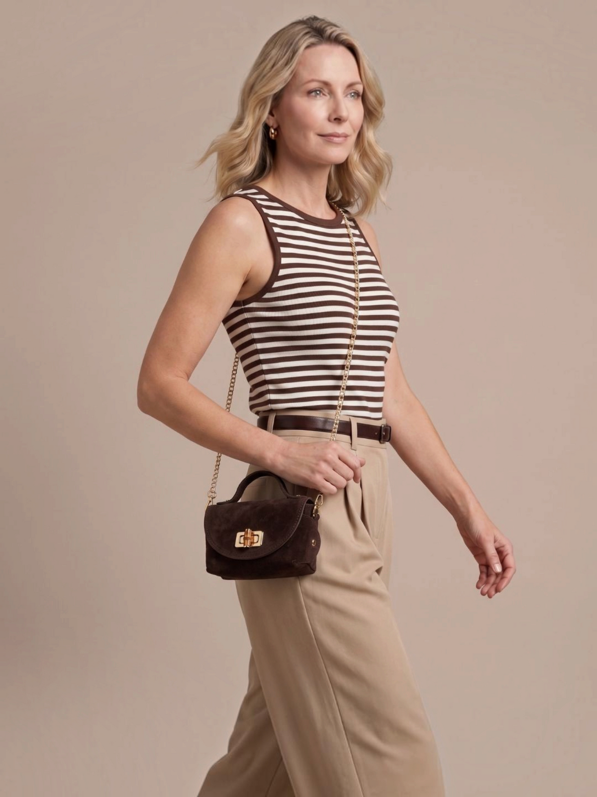 Bamboo Twist Clasp - Dark Chocolate Suede