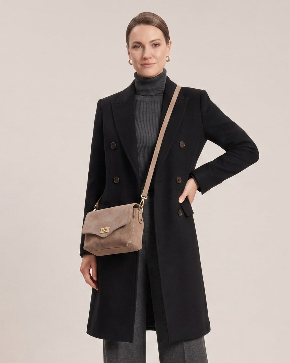 Twist Clasp Suede - Mink Midi