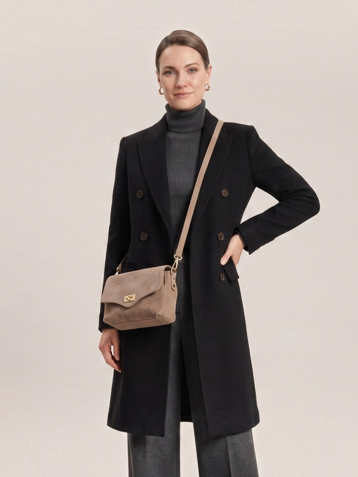 Twist Clasp Suede - Mink Midi