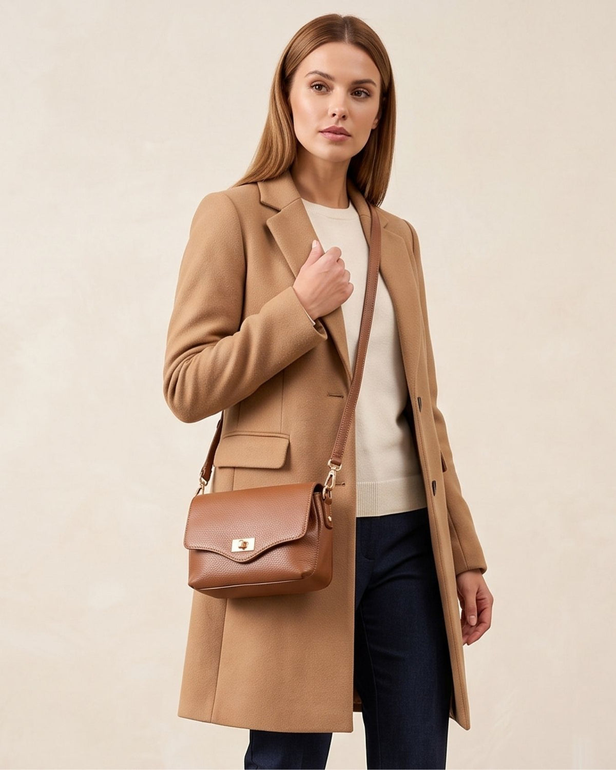 Twist Clasp - Tan Midi