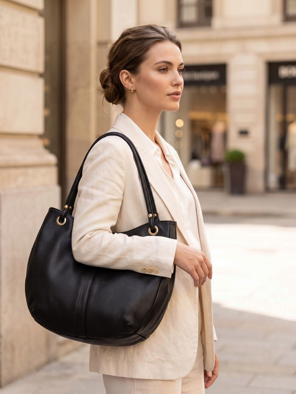 Curved Soft Tote - Black