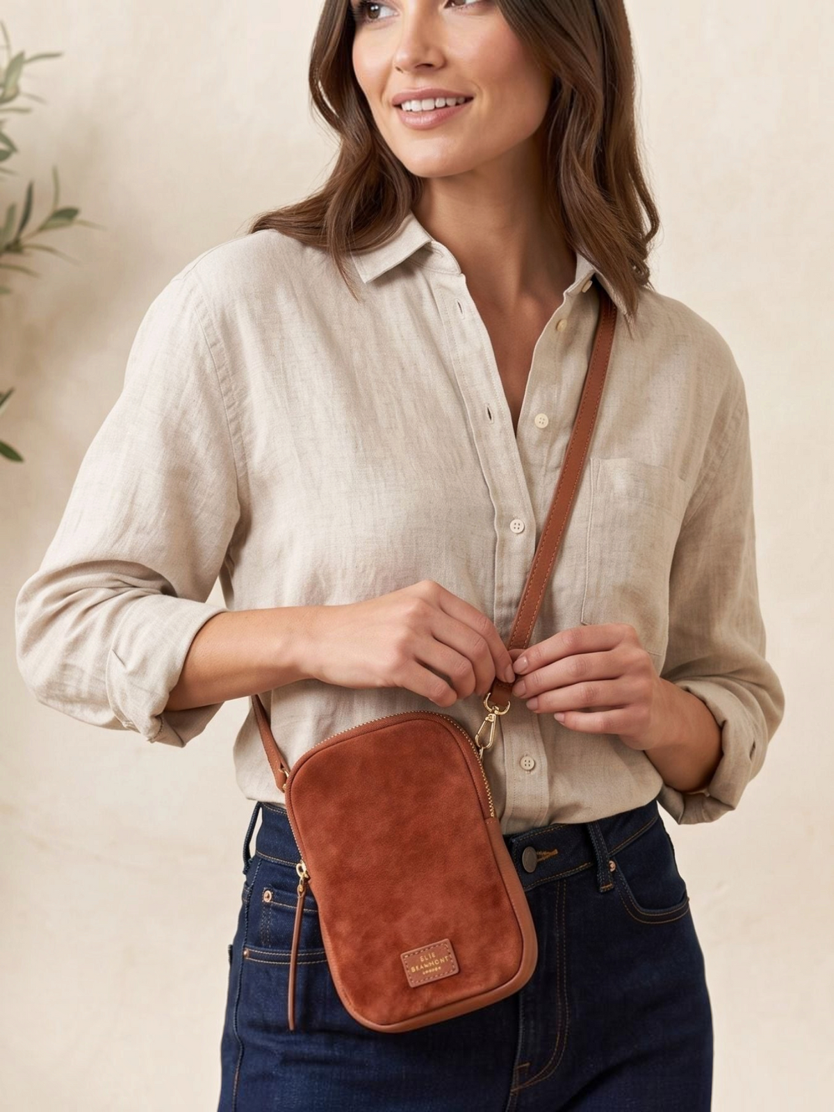Phone Bag  - Tan Suede