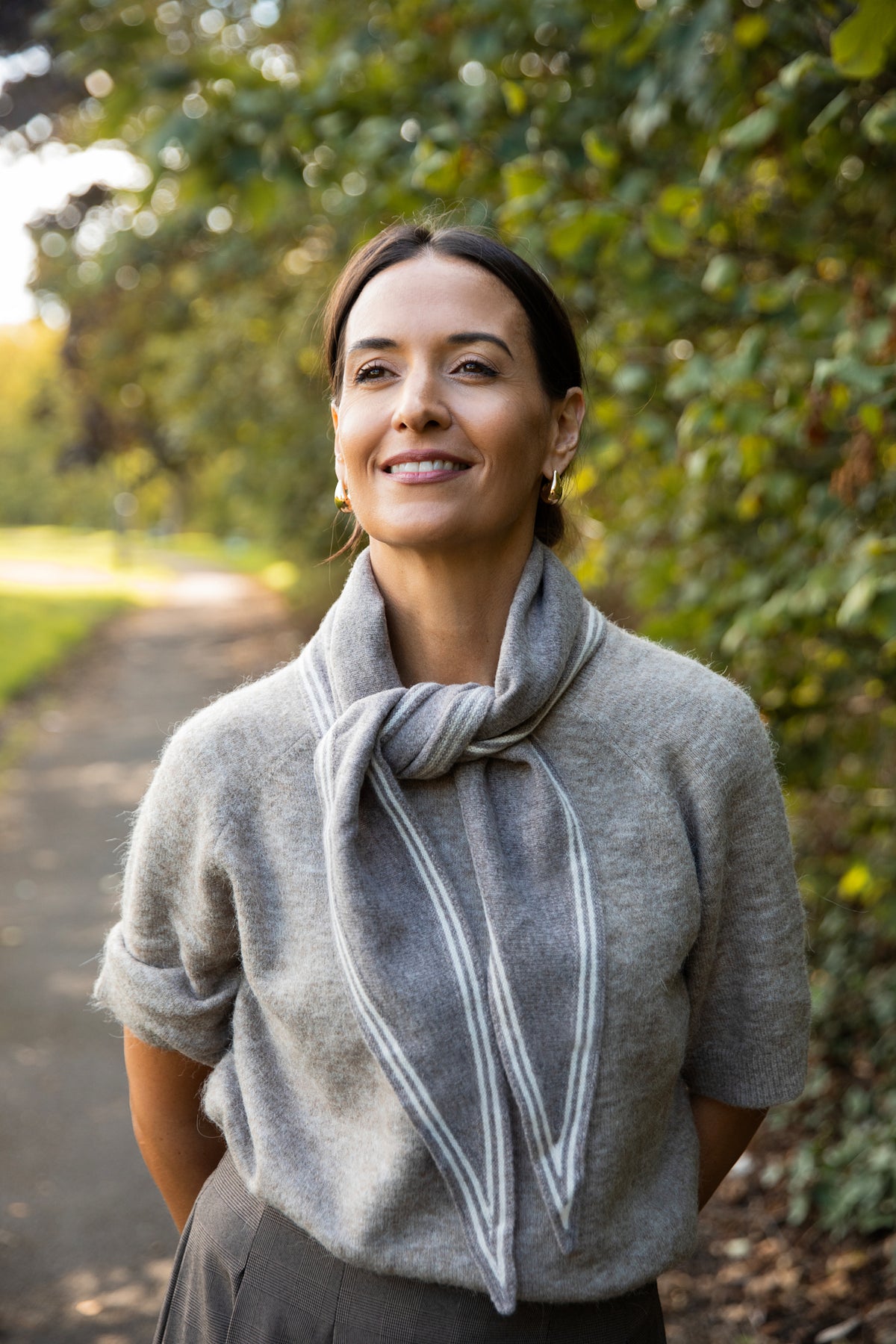 Triangle Wool Neck Tie scarf - Taupe