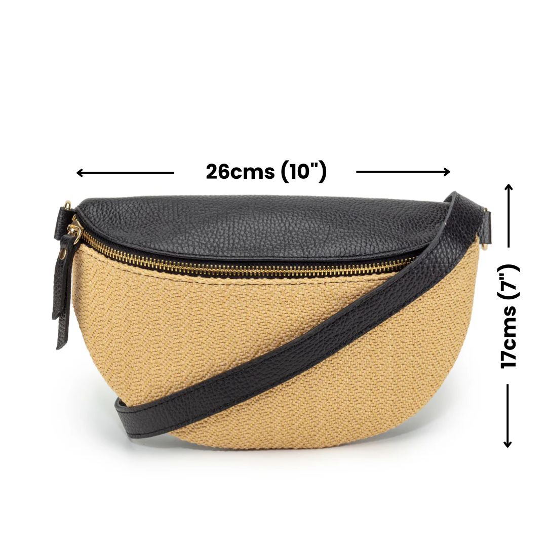 Raffia Sling Bag Black