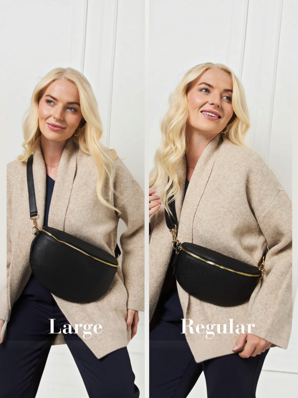 Sling Bag Black Combo-Bag, Cardholder & Gold Chevron strap