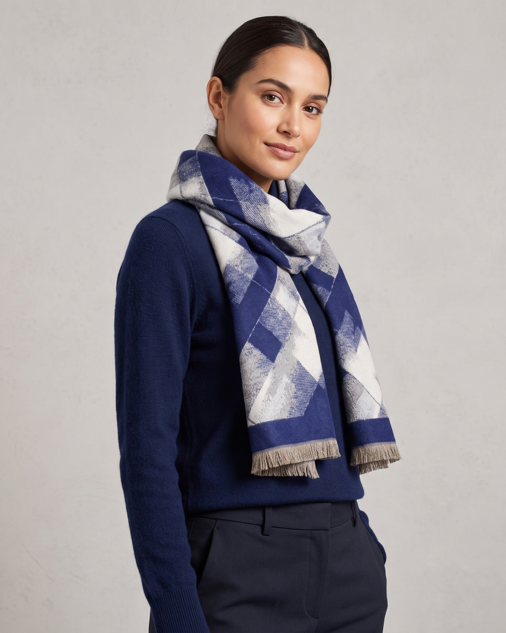 Winter Scarf - Ink Blue Abstract