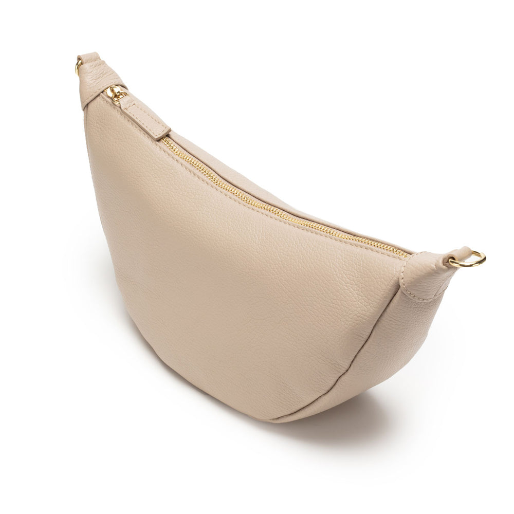 Side View Image of a Biscuit Beige Leather Hobo bag for Women by Elie Beaumont
