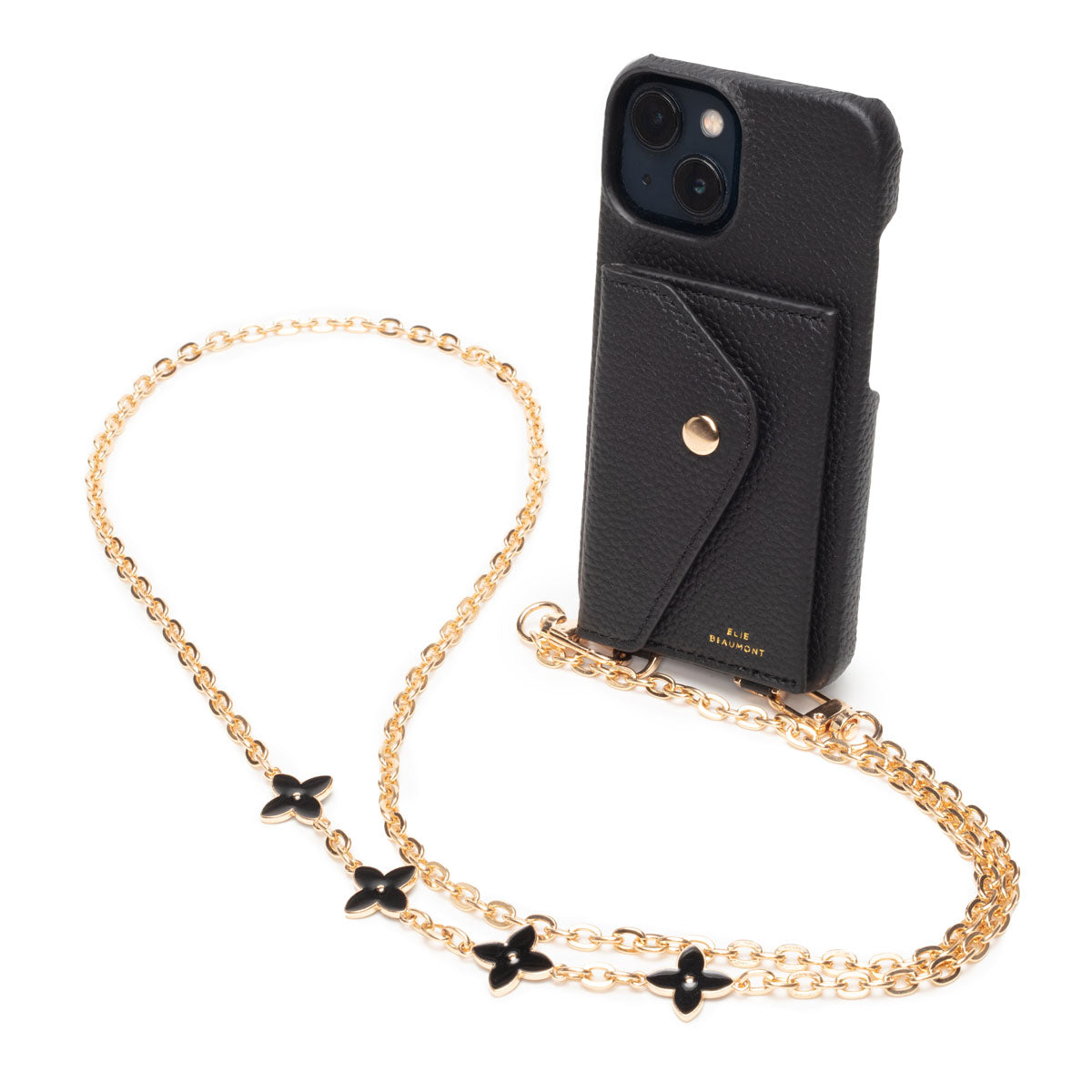 Luxury Genuine Leather iPhone 13 Wallet Case - Black | Elie Beaumont