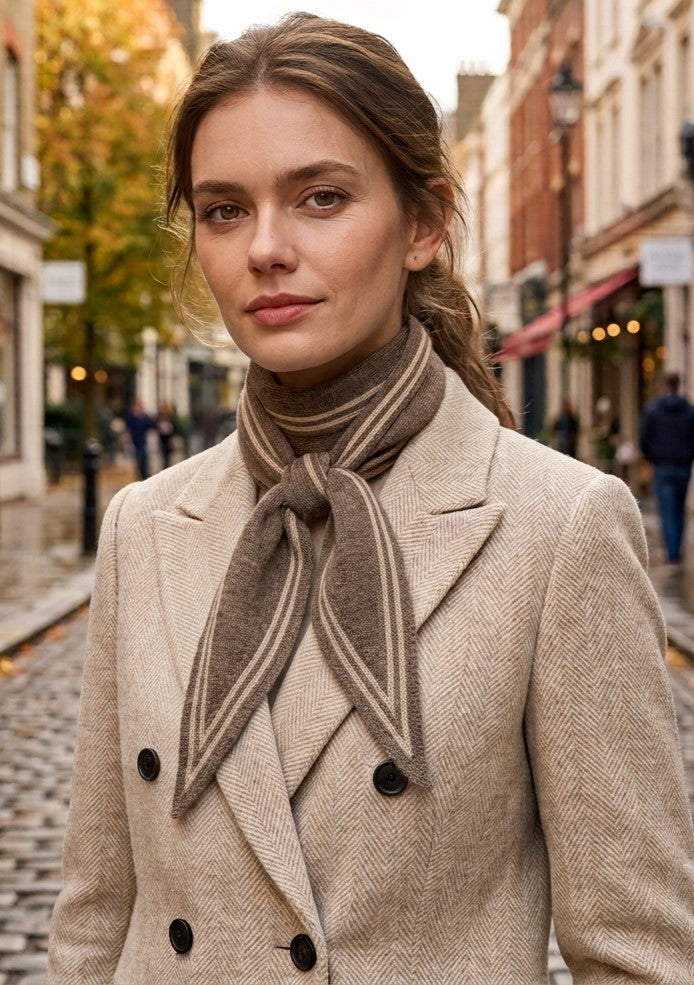 Triangle Wool Neck Tie scarf - Taupe