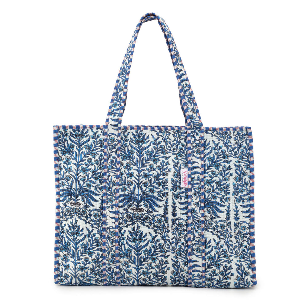 Serendipity Cotton Quilted Tote - Blue Reef