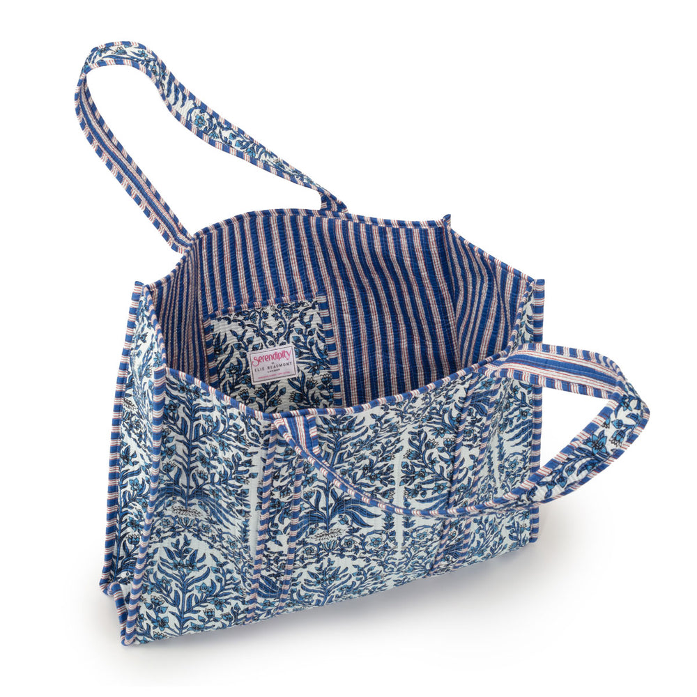 Serendipity Cotton Quilted Tote - Blue Reef
