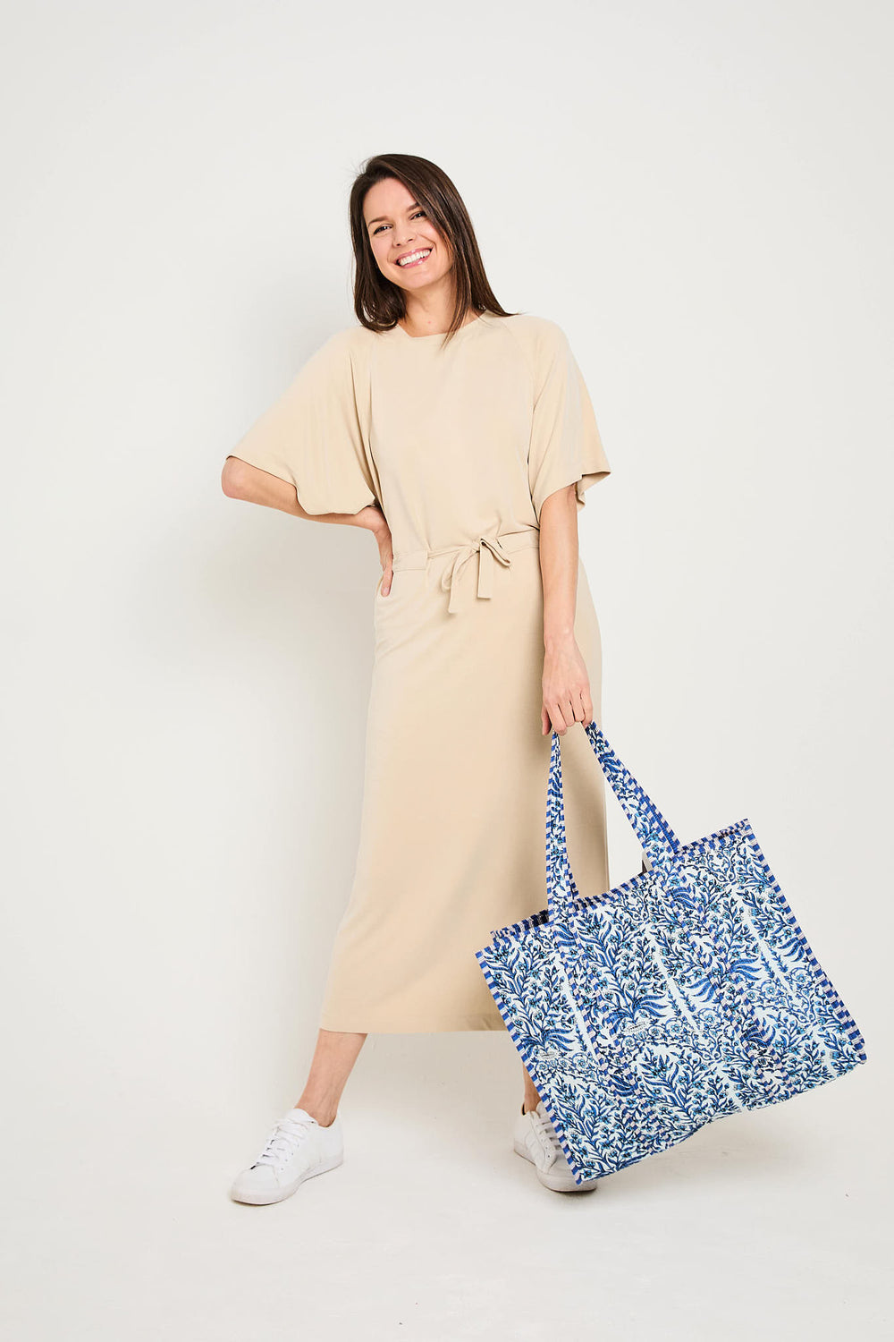 Serendipity Cotton Quilted Tote - Blue Reef