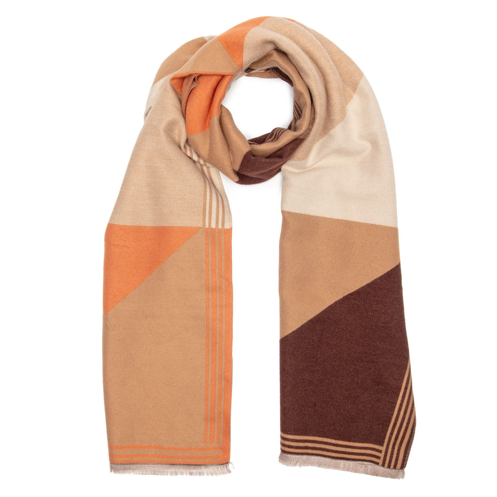 Winter Scarf - Tan Orange Geometric