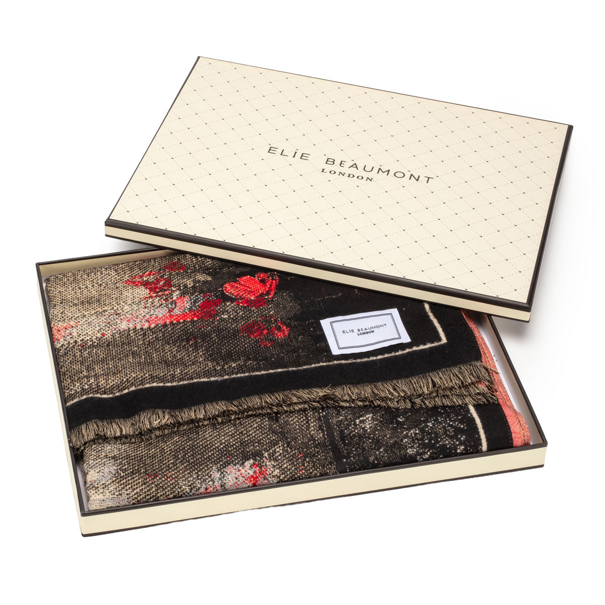 Winter Scarf - Black & Red Impressions