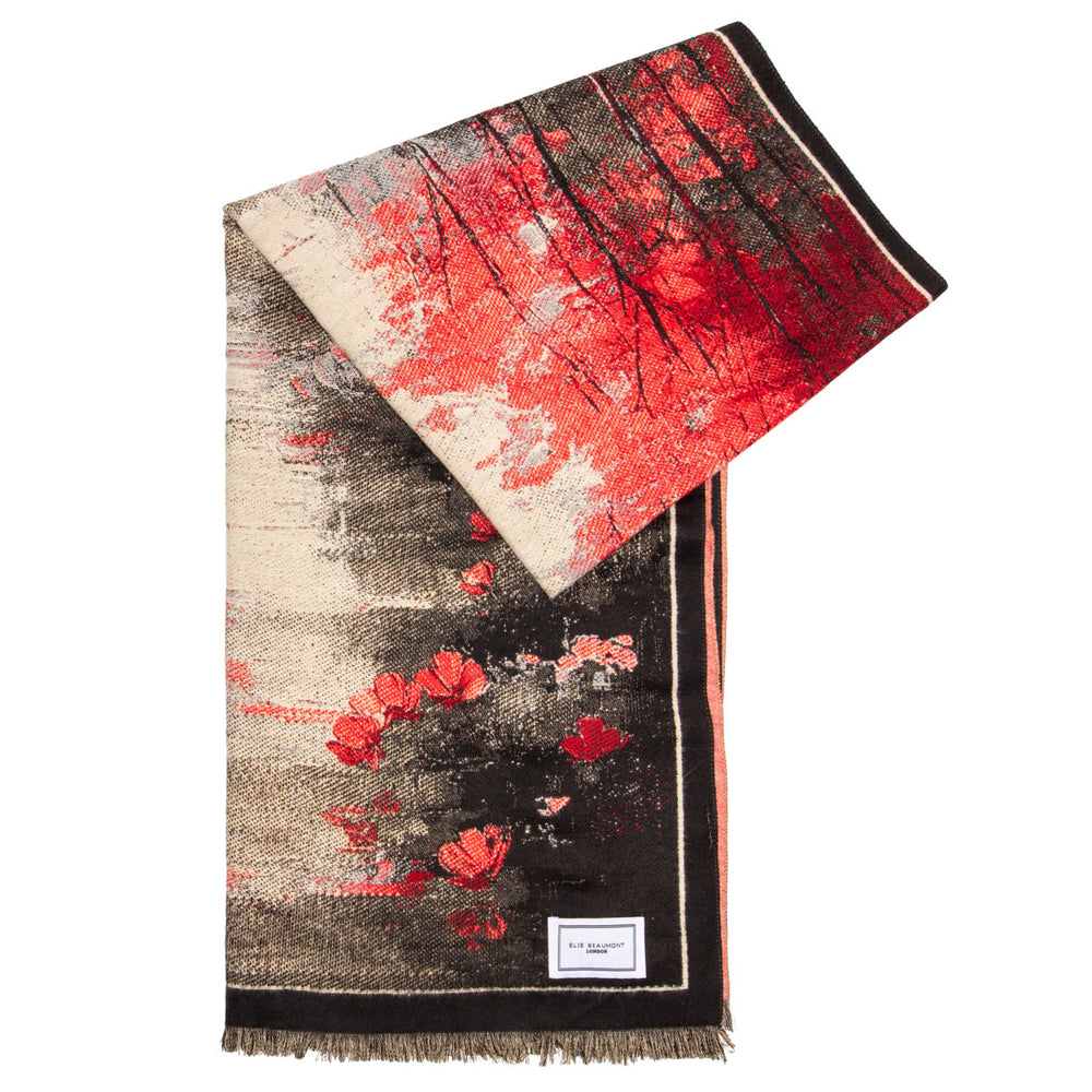 Winter Scarf - Black & Red Impressions