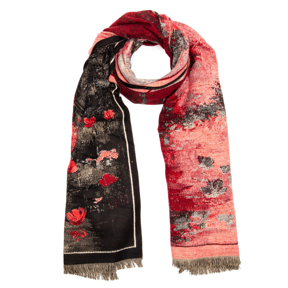 Winter Scarf - Black & Red Impressions