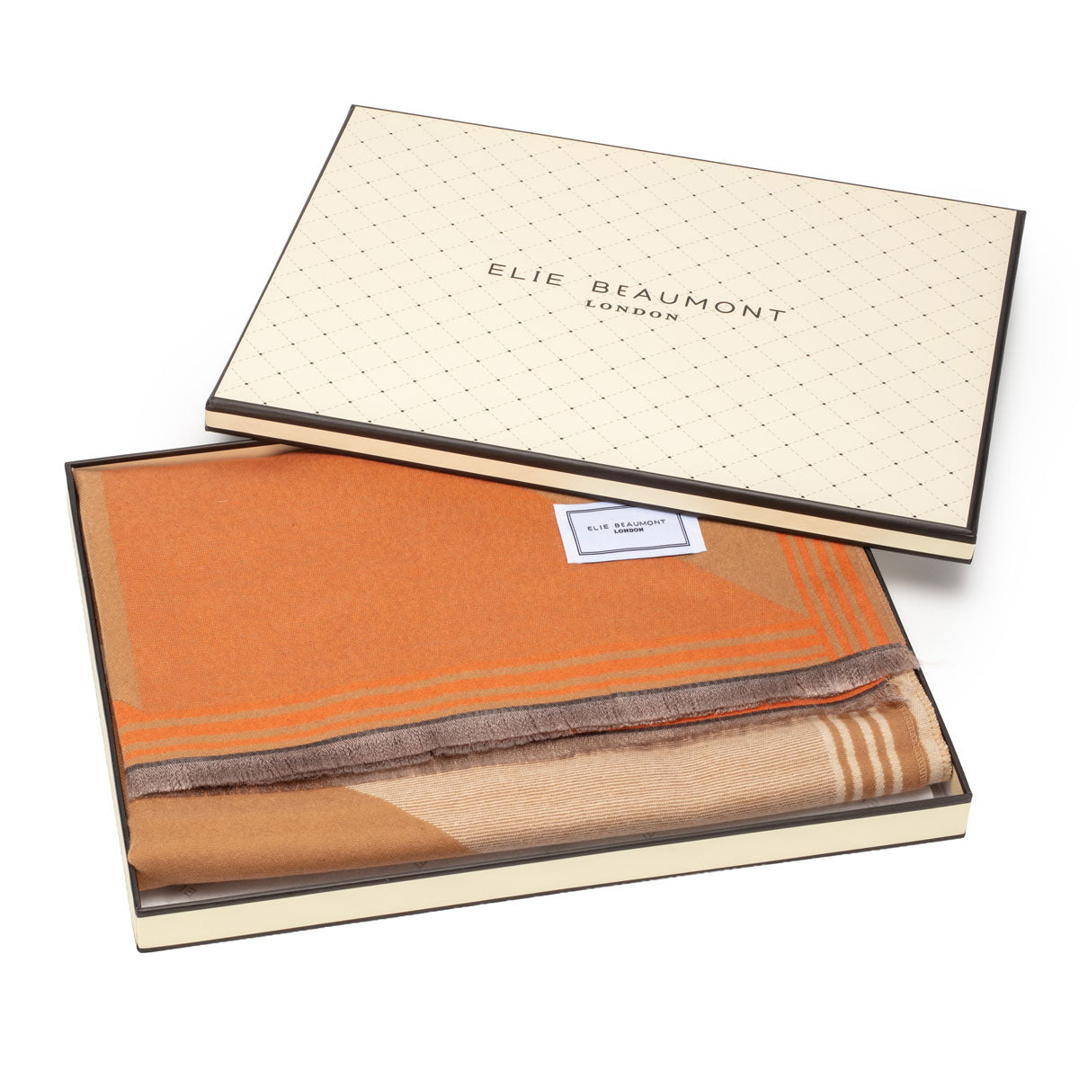 Winter Scarf - Tan Orange Geometric