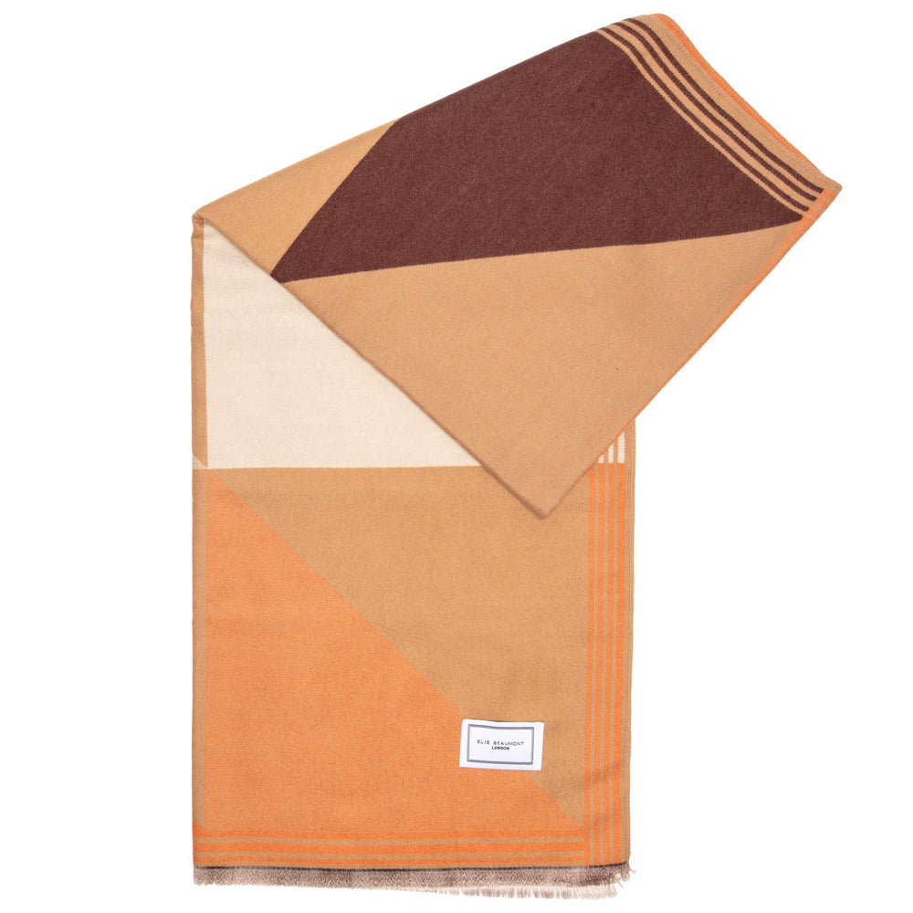 Winter Scarf - Tan Orange Geometric