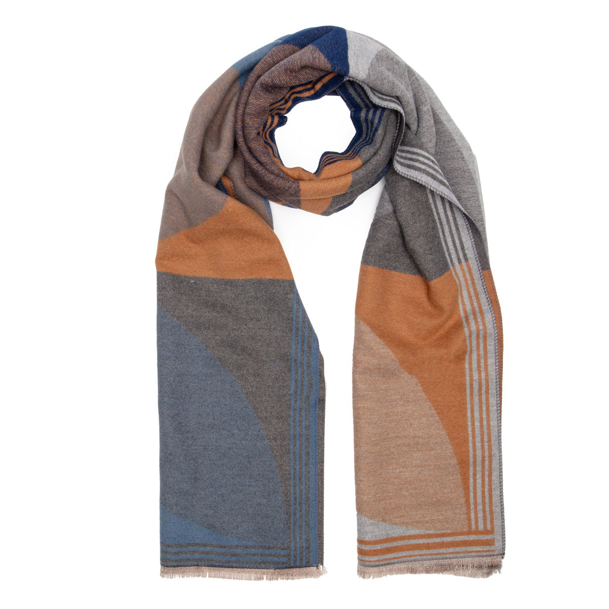Winter Scarf - Blue Camel Semi-circles