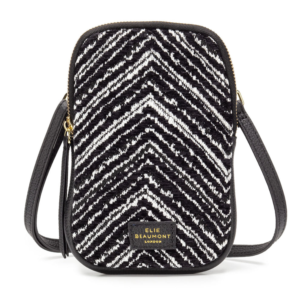 Phone Bag  - Black Chevron Velvet
