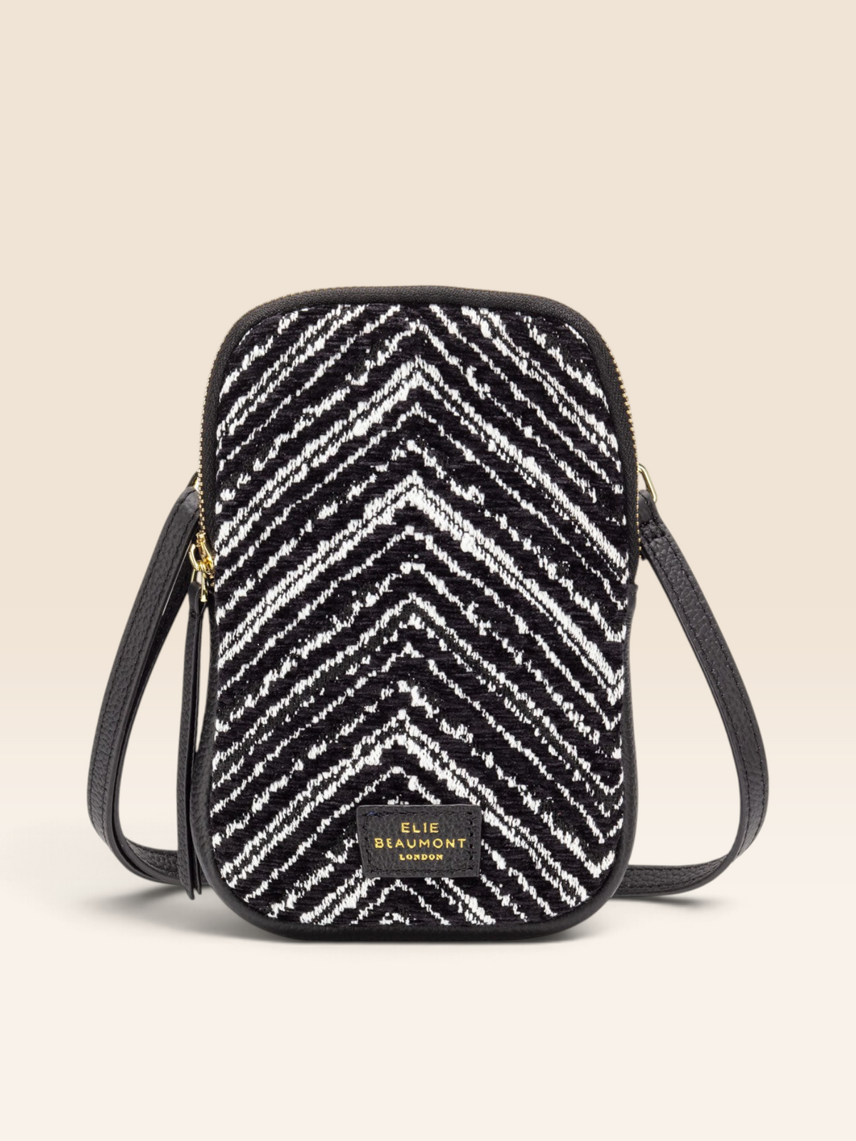 Phone Bag  - Black Chevron Velvet