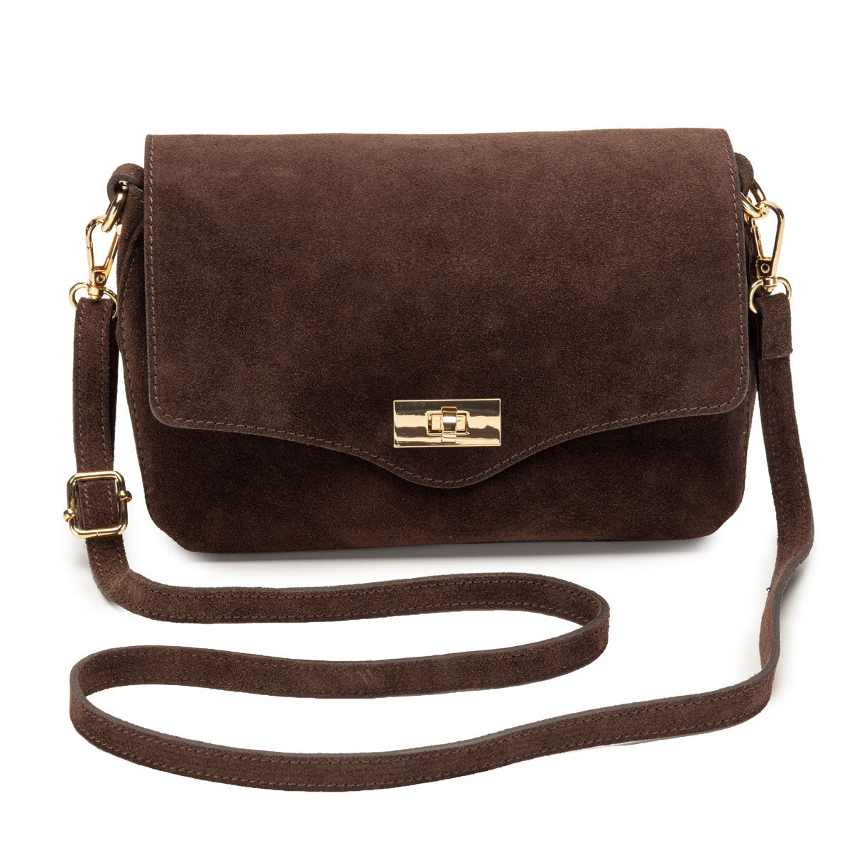 Twist Clasp Suede - Chocolate Midi