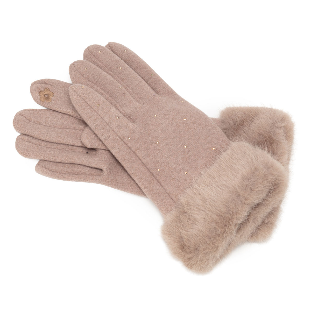 Gloves Fur Cuff Dia - Mink Brown