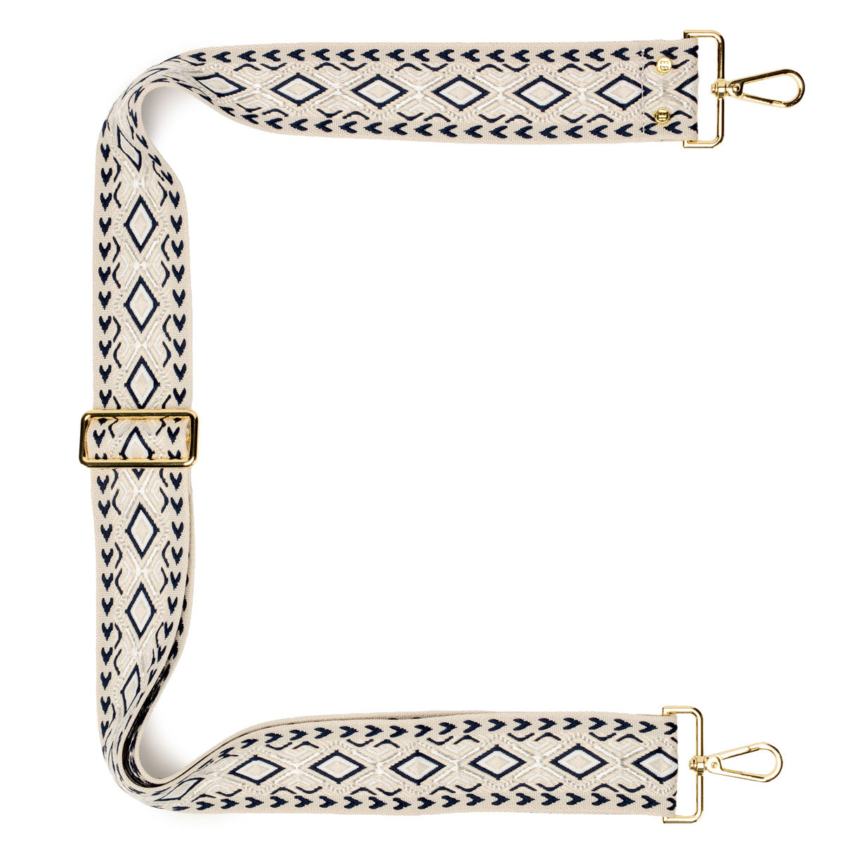 Crossbody strap -Cream Navy Woven Diamond