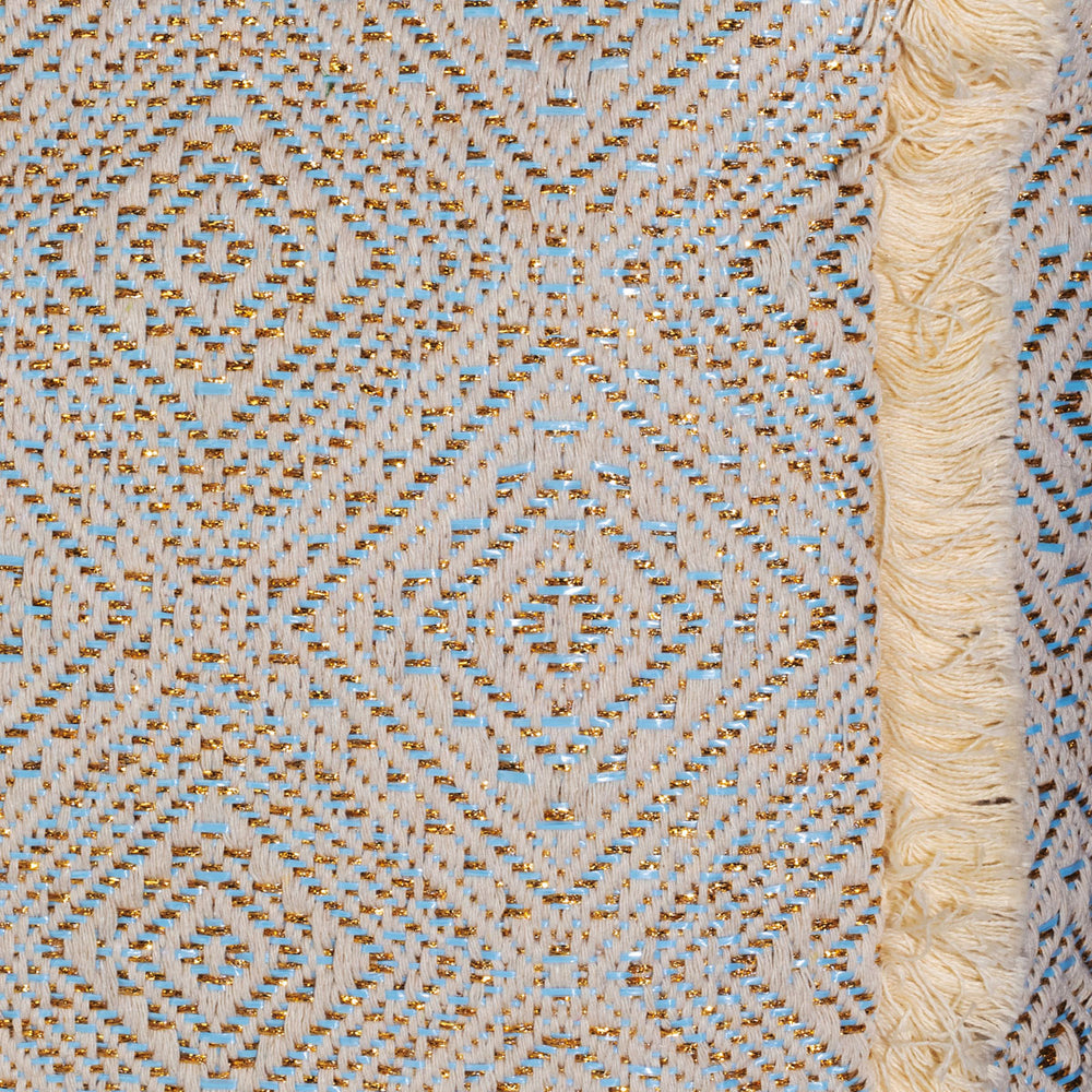 Summer Tote - Fringe Powder Blue Diamond Jacquard weave