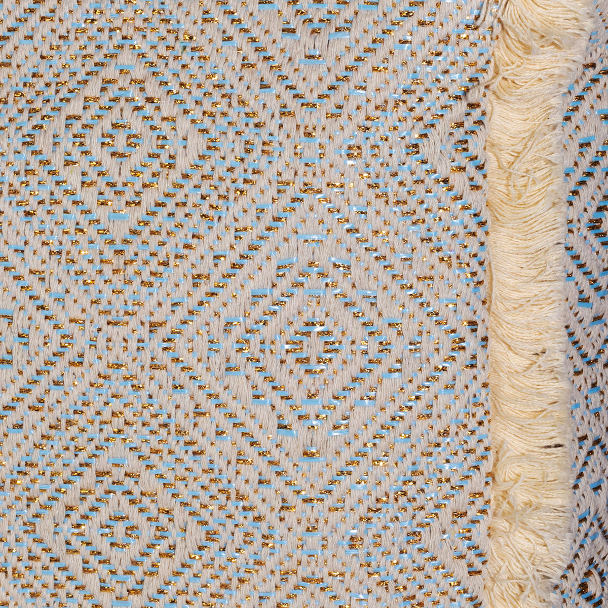 Summer Tote - Fringe Powder Blue Diamond Jacquard weave