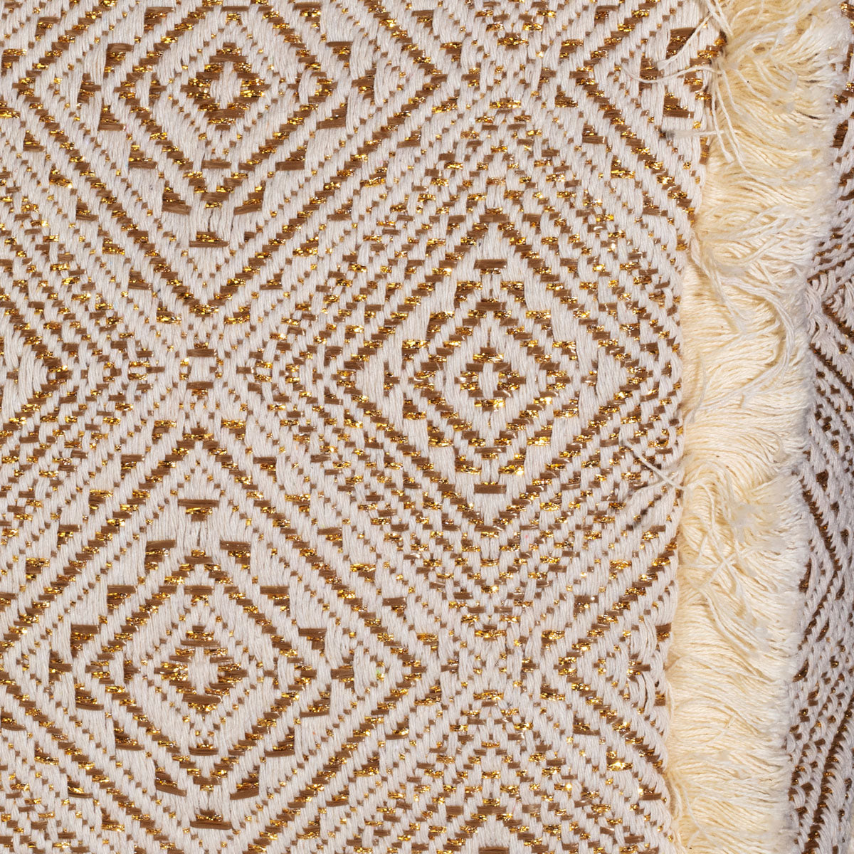 Summer Tote - Fringe Gold Diamond Jacquard weave