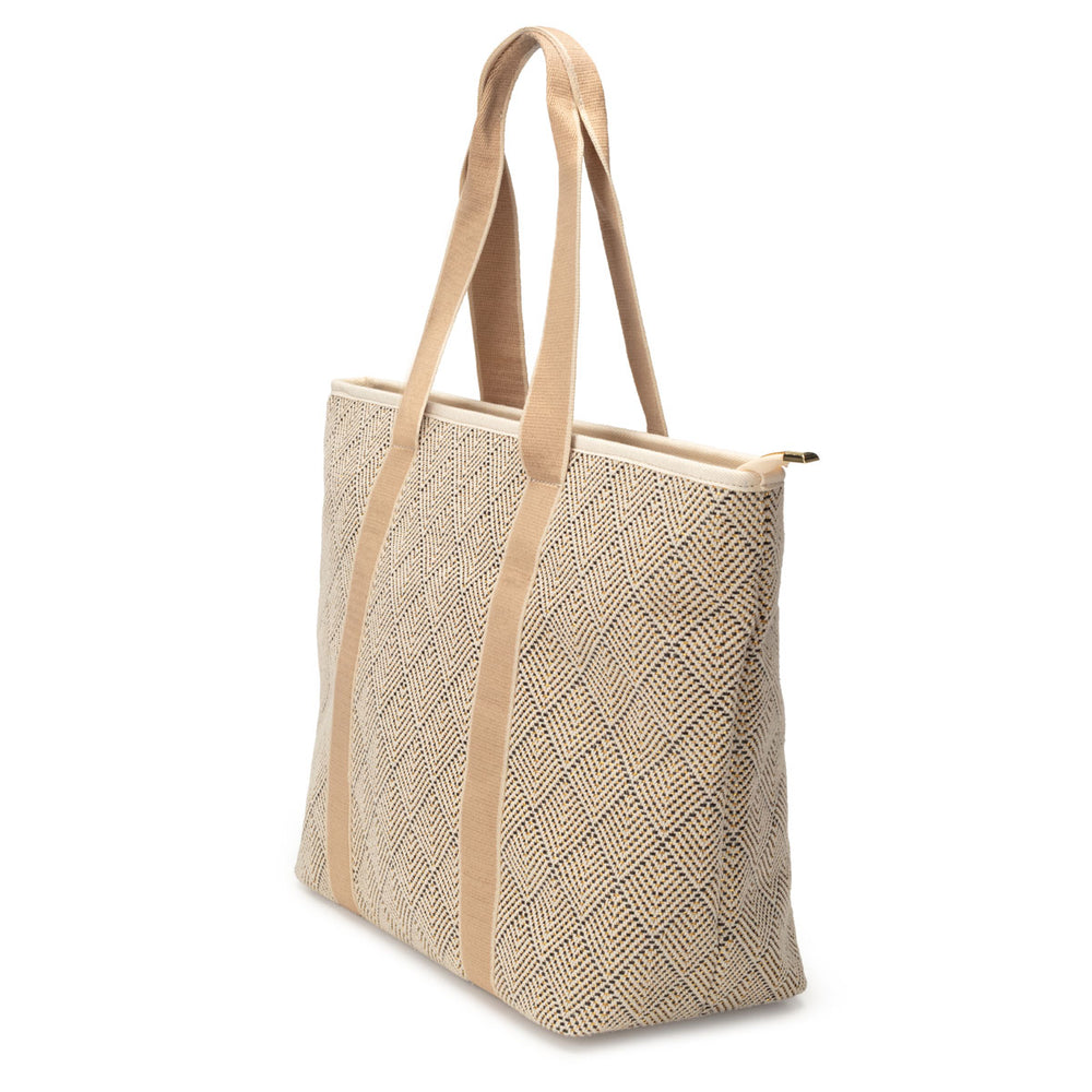 Summer Tote - Black Geometric basket weave