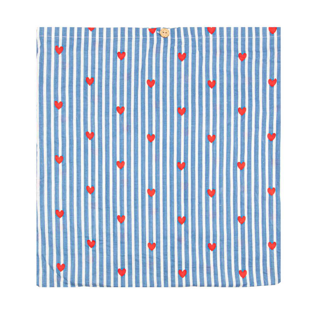 Serendipity Cotton Quilted Tote - Blue Stripe Red Heart