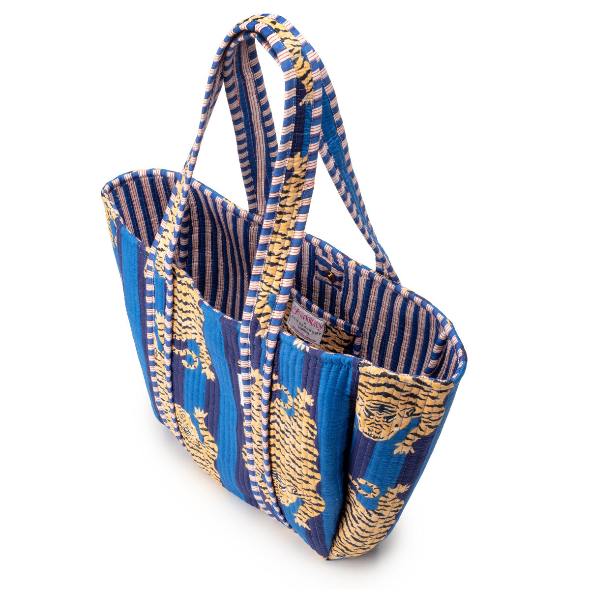 Serendipity Cotton Shoulder Tote - Blue Tibetan Tiger
