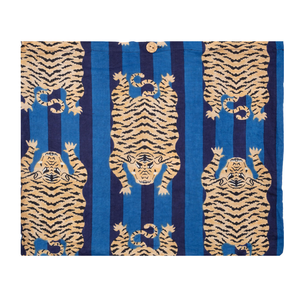 Serendipity Cotton Shoulder Tote - Blue Tibetan Tiger