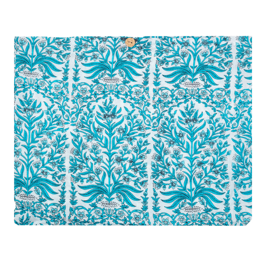 Serendipity Cotton Shoulder Tote - Aqua Baroque