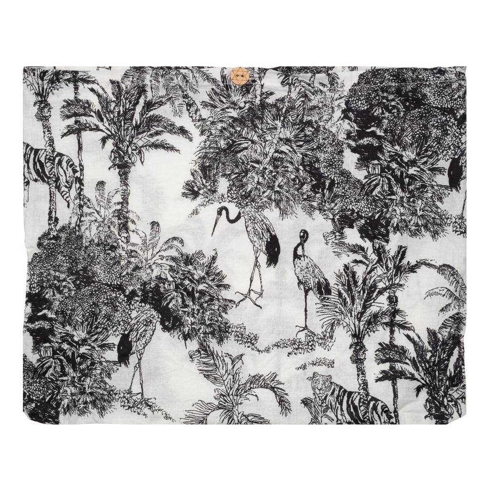 Serendipity Cotton Shoulder Tote - Black & White Crane