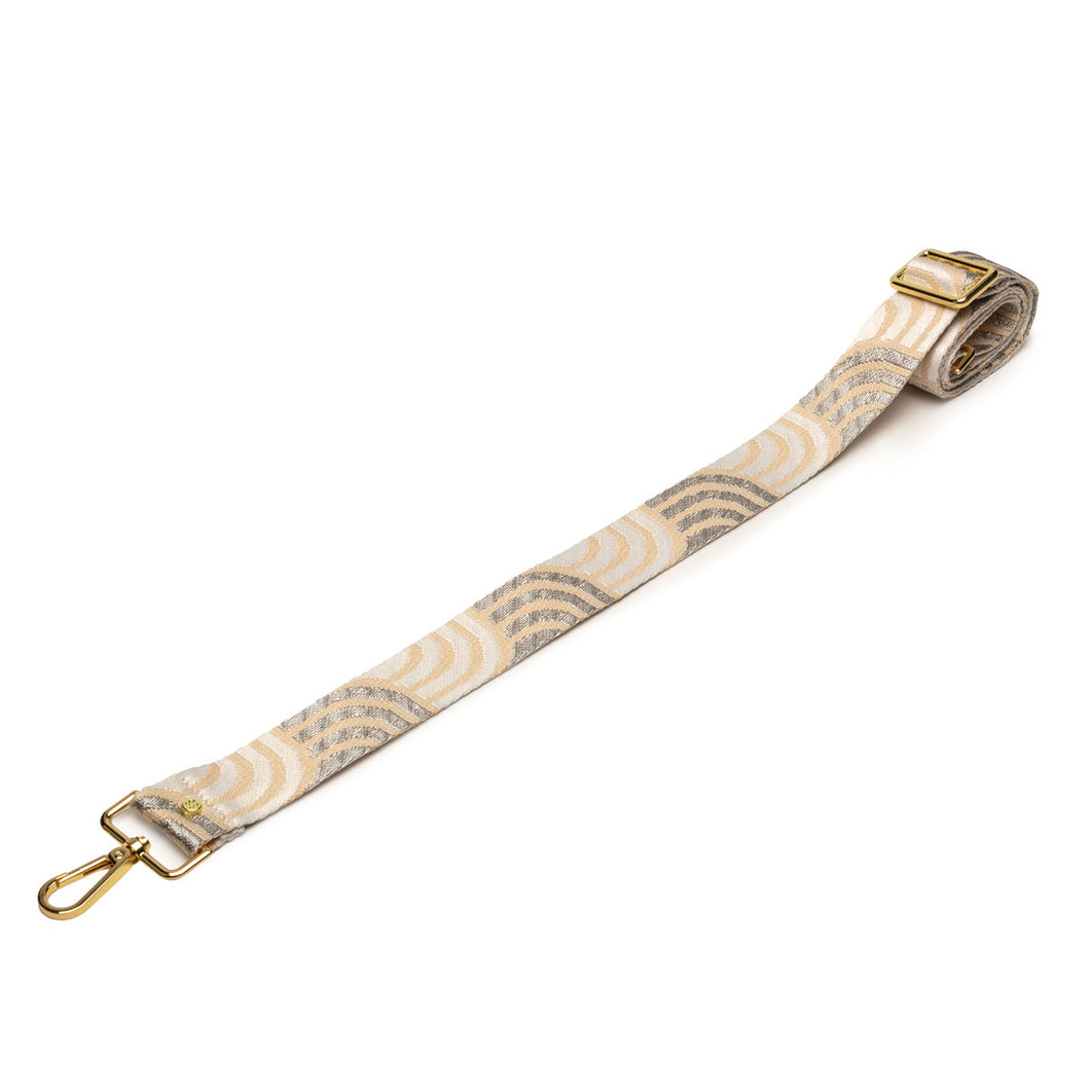 Crossbody strap - Cream Silver Art Deco