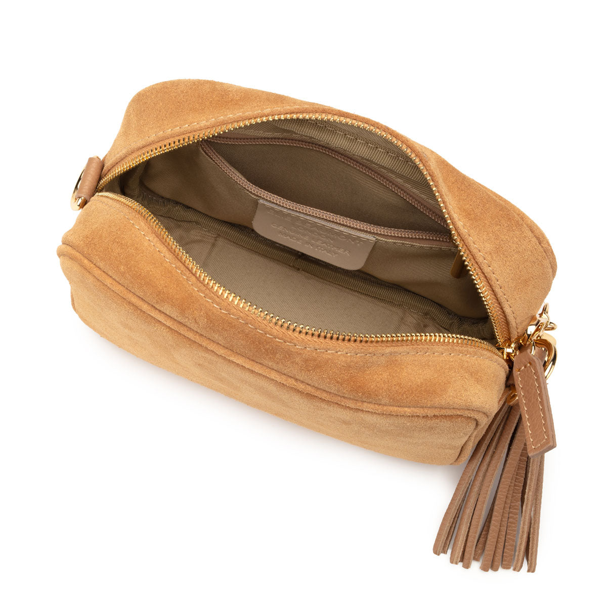 Crossbody Tassel Suede - Caramel