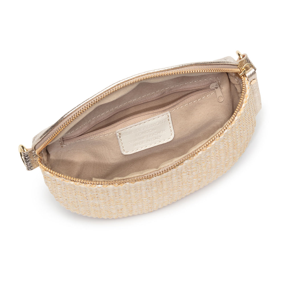Raffia Sling Bag Gold