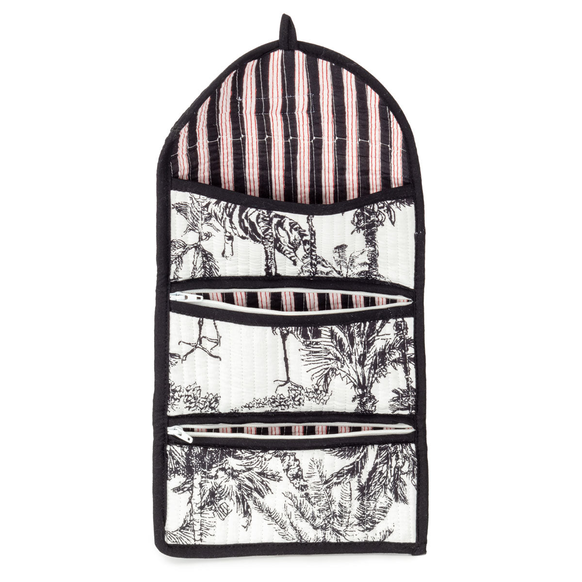 Serendipity Cotton Cosmetic/Jewellery Roll - Black / White Crane