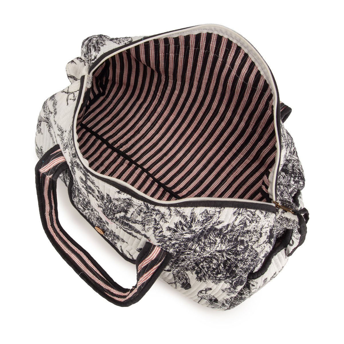 Serendipity Cotton Weekender Duffel Bag - Black / White Crane