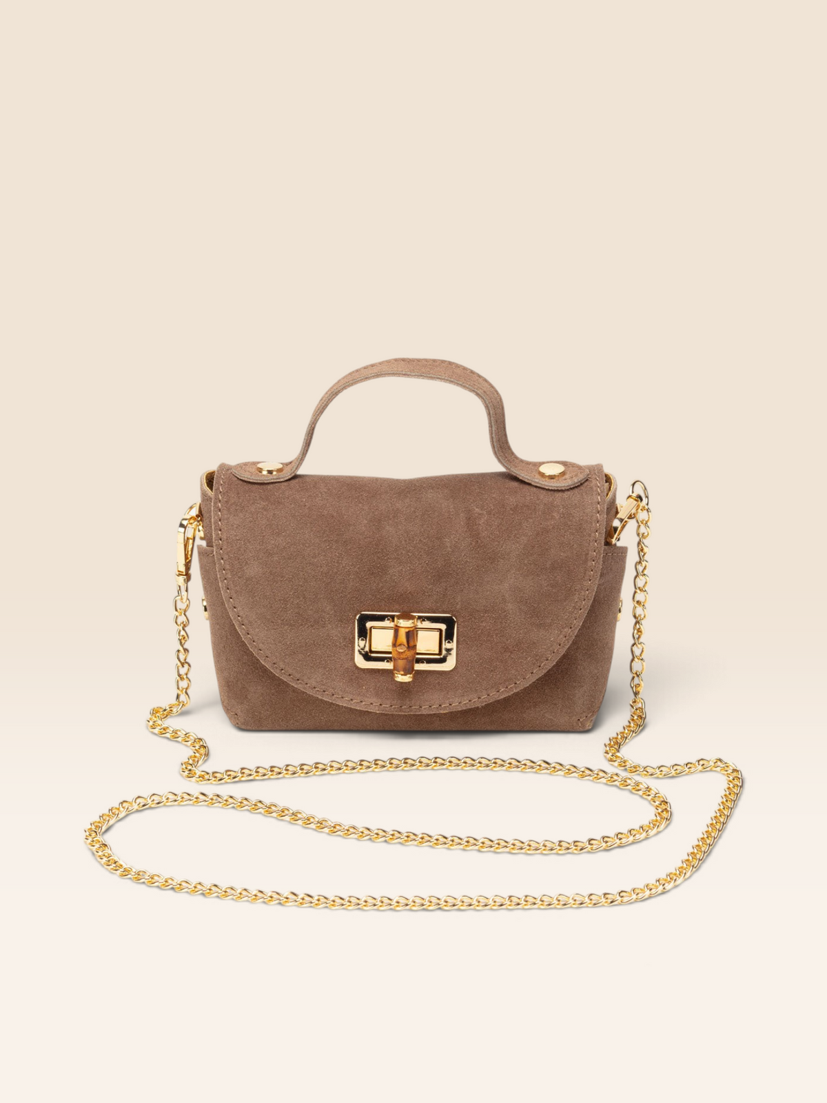 Bamboo Twist Clasp - Mink Suede